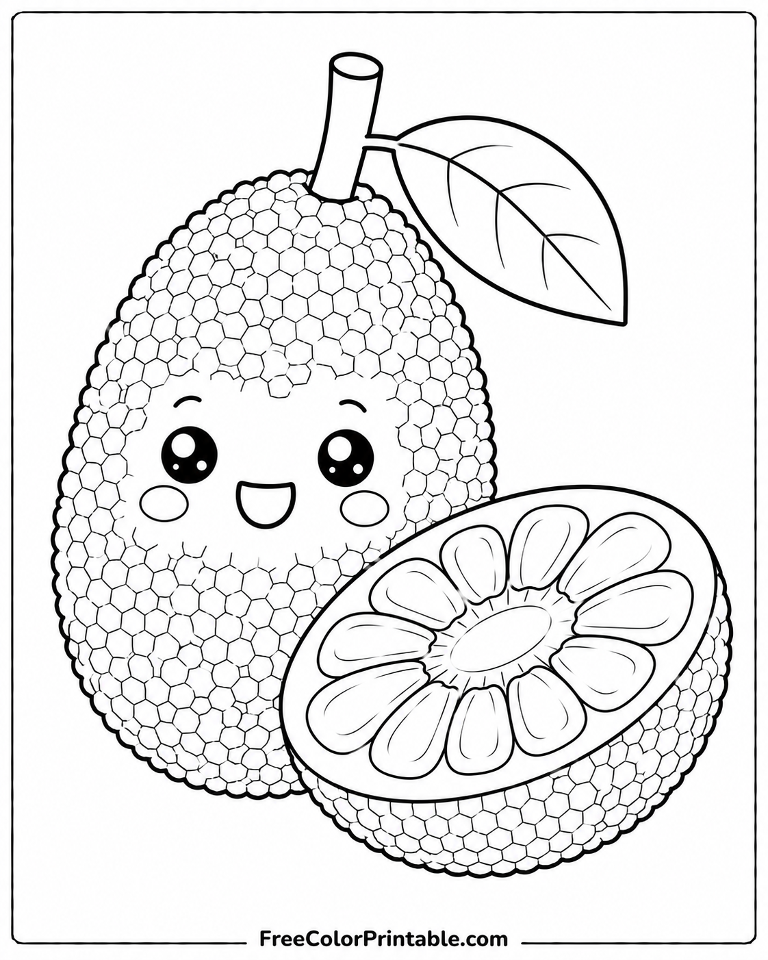 Kawaii jackfruit coloring page Coloring Page — Free Printable — free printable coloring page
